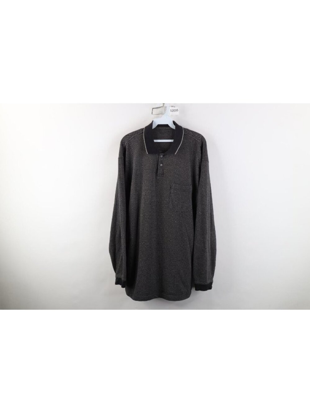 Vintage 90s Streetwear Mens XL Faded Diamond Knit Long Sleeve Rugby Polo Shirt